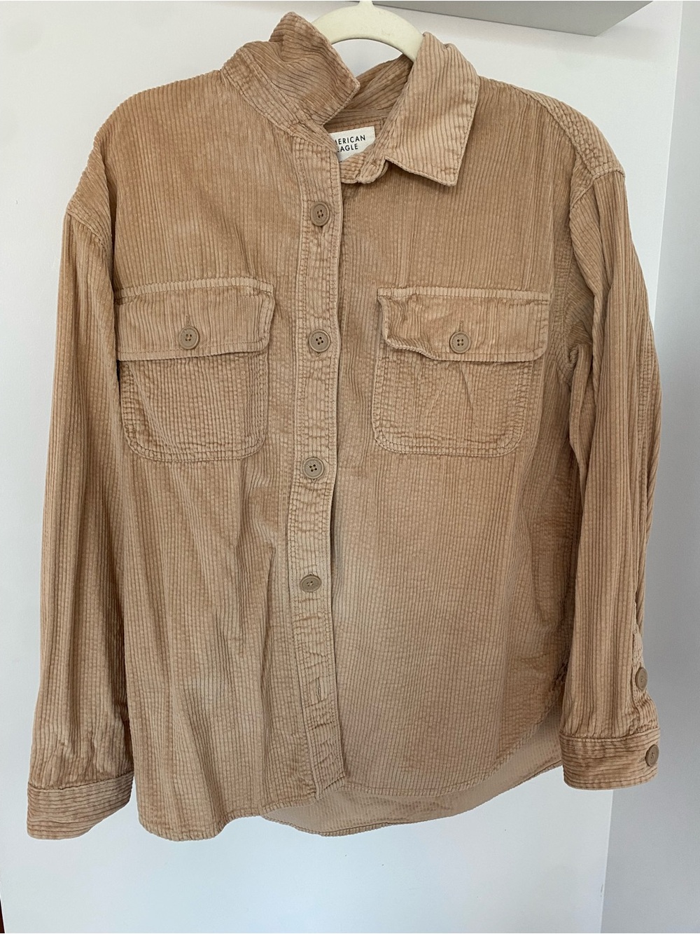 American Eagle Corduroy Shirt Jacket - Light Beige